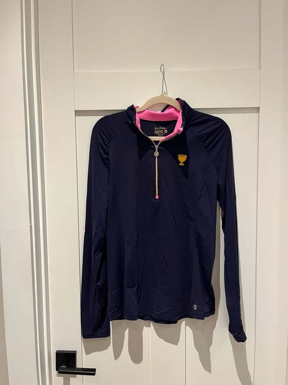 Lilly Pulitzer Luxletic 1/4 Zip Pullover Navy Pink Size XL